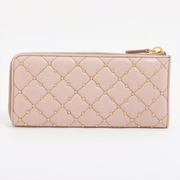 Prada Saffiano Studded Zippy Wallet Beige - Picture 2 of 9